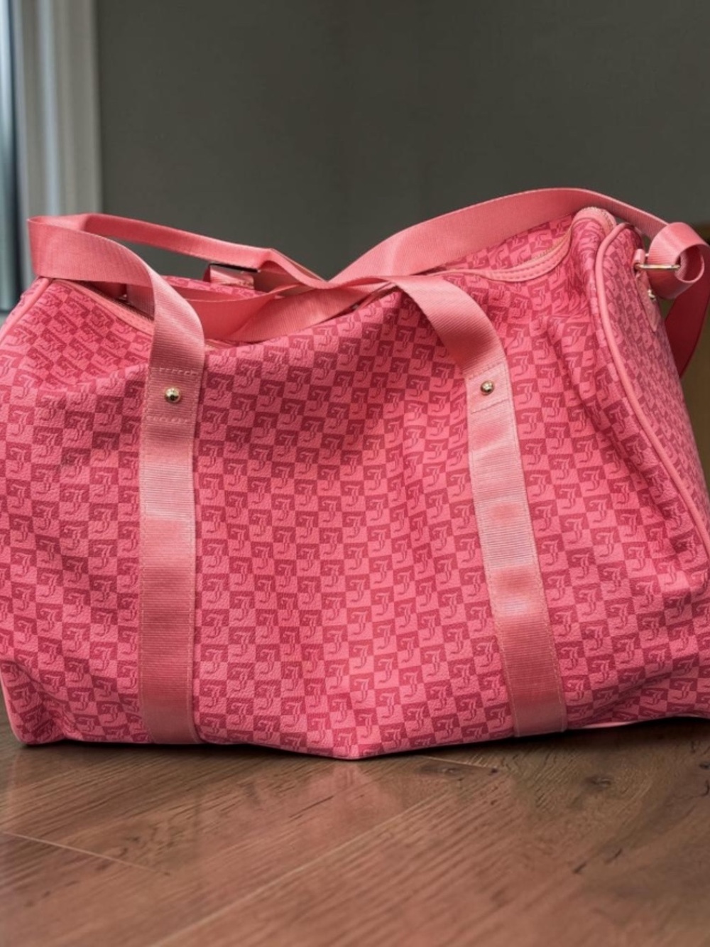 Juicy Couture Pink Monogram Weekender Duffel Bag – Large – With Card Holder